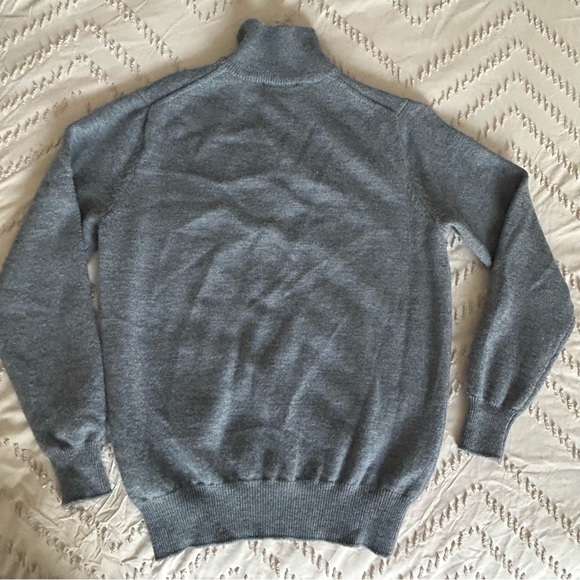 Jeremy Argyle NYC 100% Merino Wool Knitted 1/4 Zip Mock Neck Gray Sweater Slim M - Picture 2 of 5